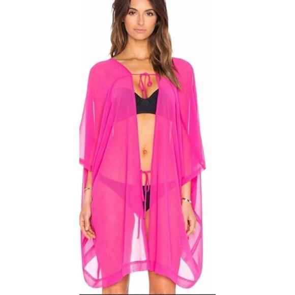 Boho L'Agent by Agent Provocateur Women's Bathing Suit Cover Up Bright Pink - Picture 3 of 7